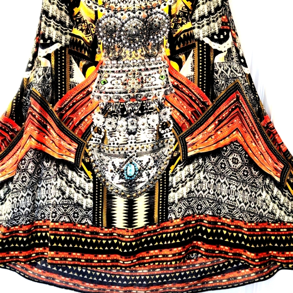 AUTH CAMILLA 100% SILK HAND PRINTED AND BEADED TANK TOP